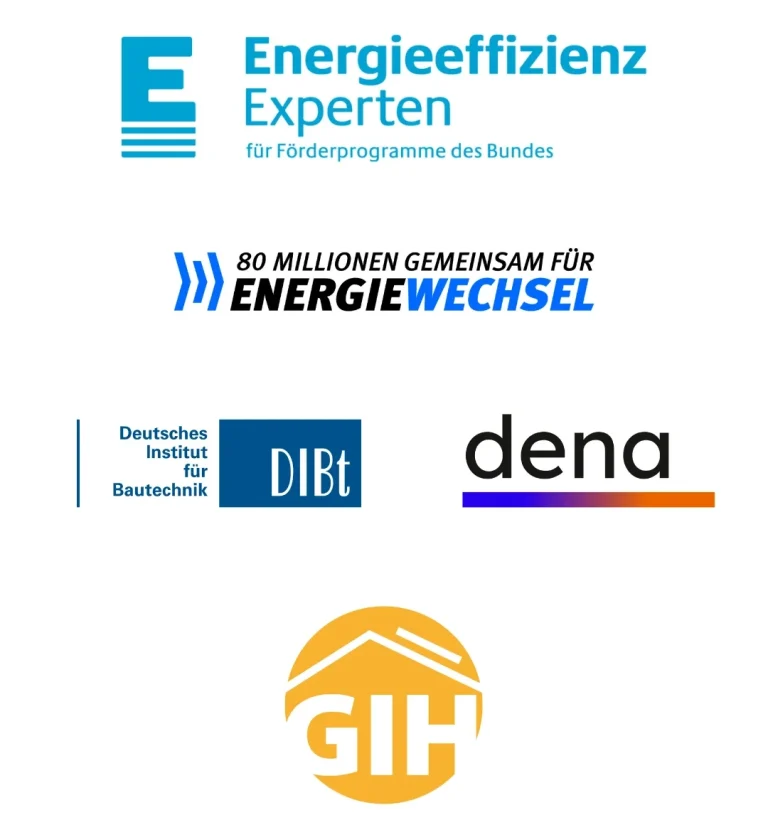 Partner von Logo-Kombination: Energieeffizienz-Experten, DIBt, dena, GIH, für Energiewechsel.